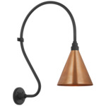 Academy Outdoor Larrabee 27in Savannah Conical Wall Light - Matte Black / Soft Copper
