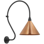 Academy Outdoor Larrabee 27in Savannah Conical Wall Light - Matte Black / Soft Copper
