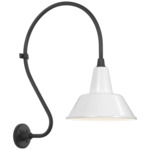 Academy Outdoor Larrabee 27in Bowers Shade Wall Light - Matte Black / White