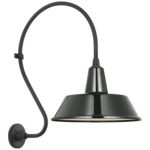 Academy Outdoor Larrabee 27in Bowers Shade Wall Light - Matte Black / Green