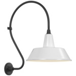 Academy Outdoor Larrabee 27in Bowers Shade Wall Light - Matte Black / White