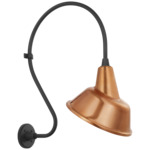 Academy Outdoor Larrabee 27in Tilted Bowers Shade Wall Light - Matte Black / Soft Copper