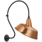 Academy Outdoor Larrabee 27in Tilted Bowers Shade Wall Light - Matte Black / Soft Copper