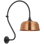 Academy Outdoor Larrabee 27in Rockhouse Shade Wall Light - Matte Black / Soft Copper