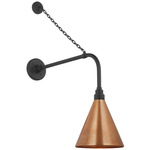 Academy Outdoor Anchored Rex Savannah Conical Wall Light - Matte Black / Soft Copper