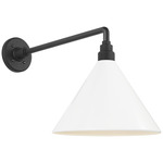 Academy Outdoor Mack Savannah Conical Wall Light - Matte Black / White