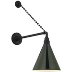 Academy Outdoor Anchored Mack Savannah Conical Wall Light - Matte Black / Green
