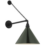 Academy Outdoor Anchored Mack Savannah Conical Wall Light - Matte Black / Green