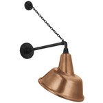 Academy Outdoor Anchored Mack Tilted Bowers Shade Wall Light - Matte Black / Soft Copper