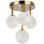 Giovanna Semi Flush Ceiling Light - Aged Brass / Alabaster