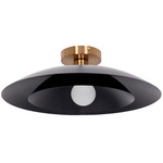 Pima Semi Flush Ceiling Light - Aged Brass / Matte Black