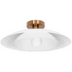 Pima Semi Flush Ceiling Light - Aged Brass / Matte White