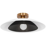 Pima Semi Flush Ceiling Light - Aged Brass / Matte Black / Matte White