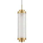 Peri Cylinder Pendant - Aged Brass / Clear