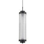 Peri Cylinder Pendant - Matte Black / Clear