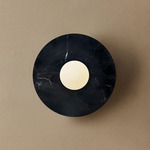 Maria Disc Wall Sconce - Black Marble / Milk Glass