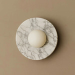 Maria Disc Wall Sconce - White Marble / Milk Glass