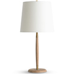 Portland Table Lamp - Antique Brass / Light Wood / Off White