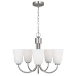 Miles Chandelier - Brushed Nickel / Etched White