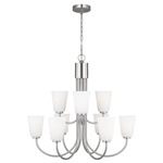 Miles Chandelier - Brushed Nickel / Etched White