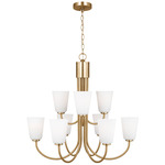 Miles Chandelier - Satin Brass / Etched White