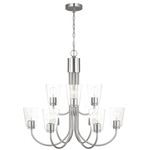 Miles Chandelier - Brushed Nickel / Clear