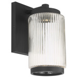 Ronde Outdoor Wall Light - Textured Black / Clear Ribbed