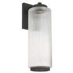 Ronde Outdoor Wall Light - Textured Black / Clear Ribbed