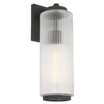 Ronde Outdoor Wall Light - Textured Black / Clear Ribbed