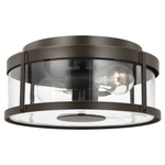 Luning Outdoor Ceiling Flush Light - Antique Bronze / Clear