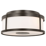 Luning Outdoor Ceiling Flush Light - Antique Bronze / Opal Etched