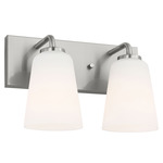 Miles Bathroom Vanity Light - Brushed Nickel / Etched White