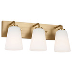 Miles Bathroom Vanity Light - Satin Brass / Etched White
