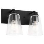 Miles Bathroom Vanity Light - Midnight Black / Clear