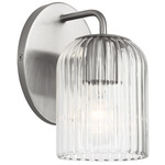 Eisele Wall Sconce - Brushed Nickel / Clear Ribbed