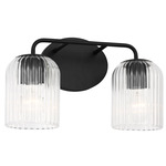 Eisele Bathroom Vanity Light - Midnight Black / Clear Ribbed