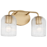 Eisele Bathroom Vanity Light - Satin Brass / Clear Ribbed