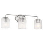 Eisele Bathroom Vanity Light - Brushed Nickel / Clear Ribbed