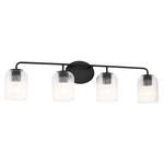 Eisele Bathroom Vanity Light - Midnight Black / Clear Ribbed