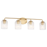 Eisele Bathroom Vanity Light - Satin Brass / Clear Ribbed