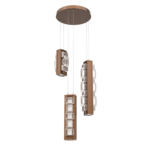 Tessera Round Multi Light Pendant - Burnished Bronze / Tessera Tetro Cast Glass