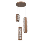 Tessera Round Multi Light Pendant - Burnished Bronze / Tessera Facet Cast Glass