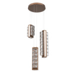 Tessera Round Multi Light Pendant - Burnished Bronze / Light Oak / Tessera Orb Cast Glass