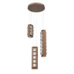 Tessera Round Multi Light Pendant - Burnished Bronze / Tessera Pave Cast Glass