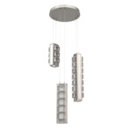 Tessera Round Multi Light Pendant - Beige Silver / Light Oak / Tessera Pave Cast Glass