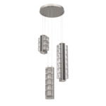 Tessera Round Multi Light Pendant - Beige Silver / Dark Oak / Tessera Wave Cast Glass