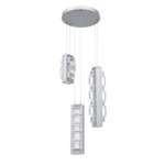 Tessera Round Multi Light Pendant - Classic Silver / Tessera Tetro Cast Glass