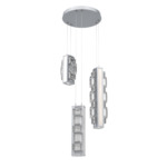 Tessera Round Multi Light Pendant - Classic Silver / Light Oak / Tessera Tetro Cast Glass