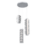 Tessera Round Multi Light Pendant - Classic Silver / Light Oak / Tessera Facet Cast Glass