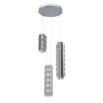 Tessera Round Multi Light Pendant - Classic Silver / Dark Oak / Tessera Pave Cast Glass